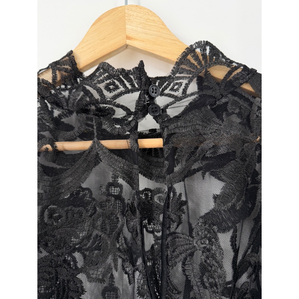 Witchy Whimsygoth Dark Romantic Black Lace Floral Top Womens SZ 2X Romantic Goth - Picture 8 of 10